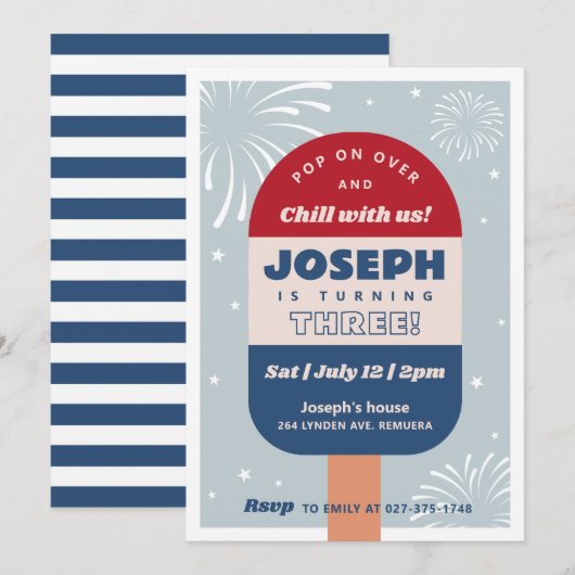 4. Juli Geburtstag Einladung (Vorne/Hinten)