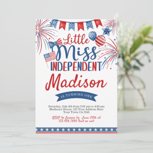 4. Juli Geburtstag Einladung (Stehend Vorderseite)