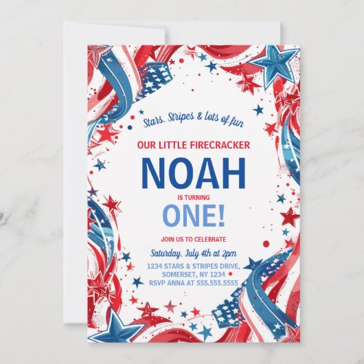 4. Juli Geburtstag Einladung Amerikanische Unabhän (Vorderseite)