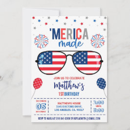 4. Juli Geburtstag Einladung, redaktionell 'Merica Einladung