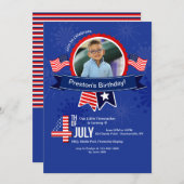 4. Juli Geburtstag Foto Einladung (Vorne/Hinten)