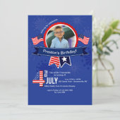 4. Juli Geburtstag Foto Einladung (Stehend Vorderseite)