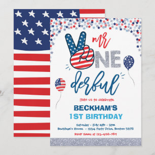 4. Juli Geburtstag Herr 1-derful 1. Geburtstag Einladung