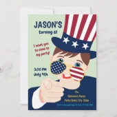 4. Juli Geburtstag Junge Party Einladung (Vorderseite)