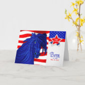 4. Juli Geburtstag Patriotisches Pferdethema Karte (Gelbe Blume)