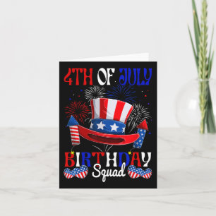 4. Juli Geburtstag Squad US Flag Feuerwerk Patri Karte