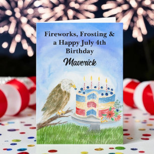 4. Juli Geburtstag Weißkopfseeadler und patriotisc Karte