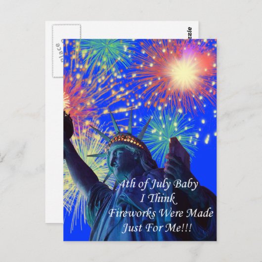 4. Juli Geburtstage Postkarte (Vorne/Hinten)