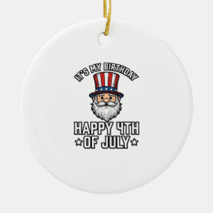 4. Juli Geburtstags-Gnom Patriotisches T-Shirt Des Keramik Ornament