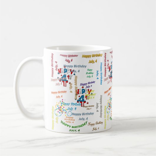 4. Juli, Geburtstags-Tasse Kaffeetasse (Links)