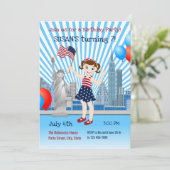 4. Juli GeburtstagsGirl-Party Einladung (Stehend Vorderseite)