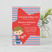 4. Juli Geburtstagsjunge Einladung (Stehend Vorderseite)