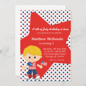 4. Juli Geburtstagsjunge Einladung (Vorne/Hinten)