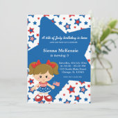 4. Juli Geburtstagsmädchen Einladung (Stehend Vorderseite)