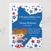 4. Juli Geburtstagsmädchen Einladung (Vorne/Hinten)