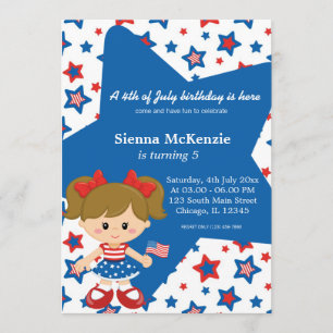 4. Juli Geburtstagsmädchen Einladung