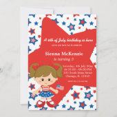 4. Juli Geburtstagsmädchen Einladung (Vorderseite)