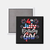 4. Juli Geburtstagsmädchen Magnet (Vorderseite/Rückseite)