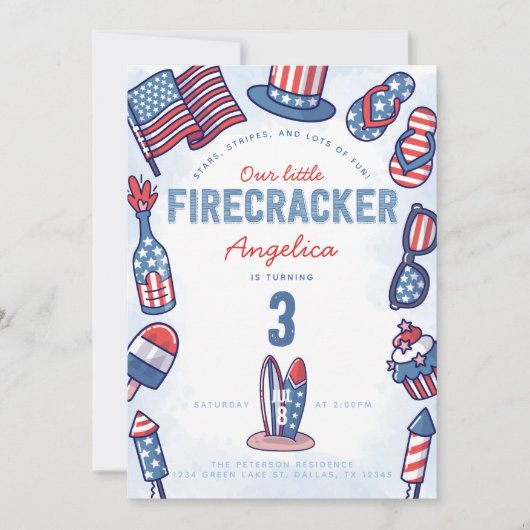 4. Juli Geburtstagsparty Einladung (Vorderseite)