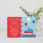 4. Juli Geburtstagsparty Einladungen (Stehend Vorderseite)