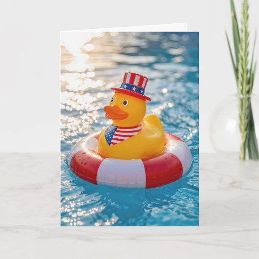 4. Juli Gelbe Gummiente im Pool Karte (Vorderseite)