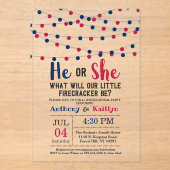 4. Juli Gender-Party Acryleinladungen (Vorderseite)