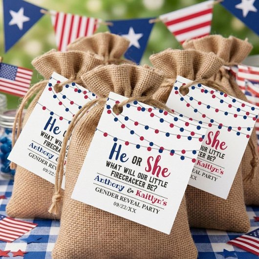 4. Juli Gender-Party Geschenkanhänger