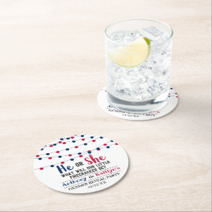 4. Juli Gender-Party Runder Pappuntersetzer