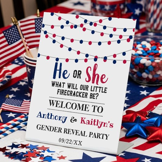 4. Juli Gender-Party Sockelschild