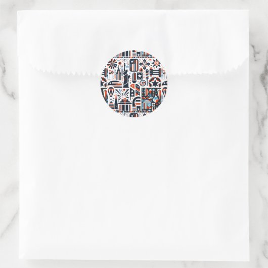 4. Juli Generative Muster Runder Aufkleber (Tasche)
