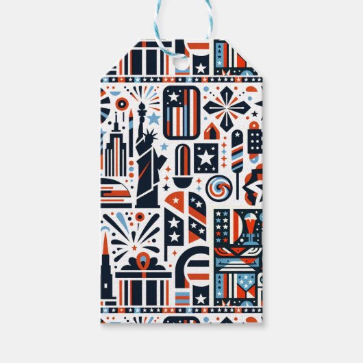 4. Juli Generatives Muster Geschenkanhänger (Vorderseite)