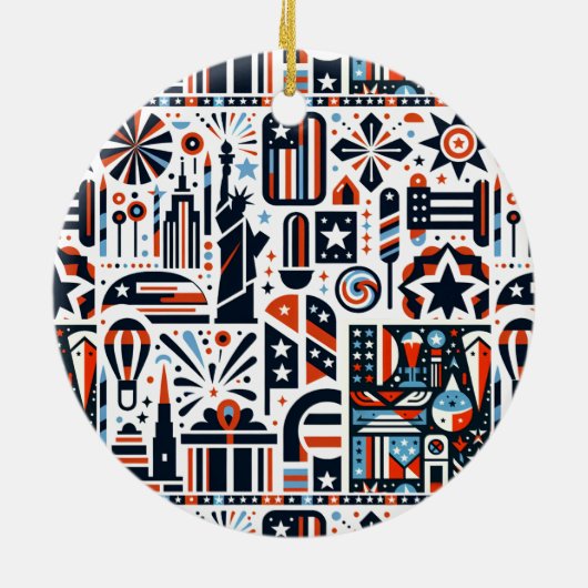 4. Juli Generatives Muster Keramik Ornament (Hinten)