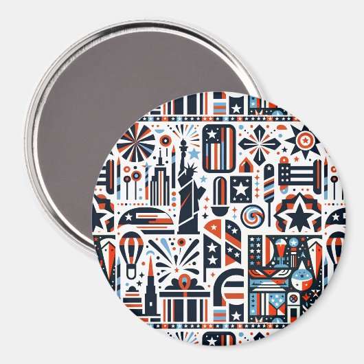 4. Juli Generatives Muster Magnet (Vorderseite/Rückseite)