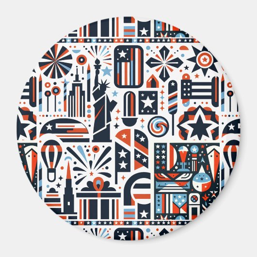 4. Juli Generatives Muster Magnet (Vorne)