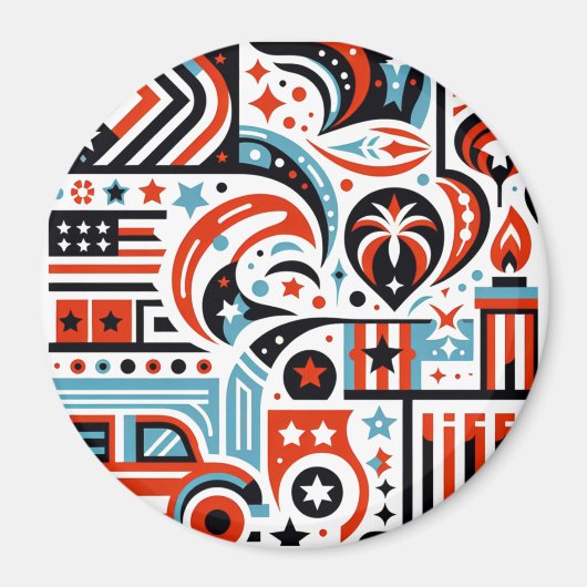 4. Juli Generatives Muster Magnet (Vorne)