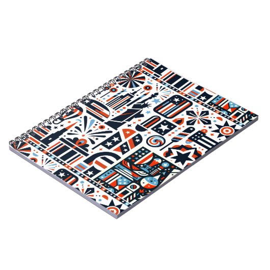 4. Juli Generatives Muster Notizblock (Linke Seite)