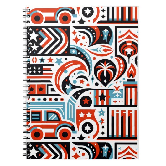 4. Juli Generatives Muster Notizblock (Vorderseite)