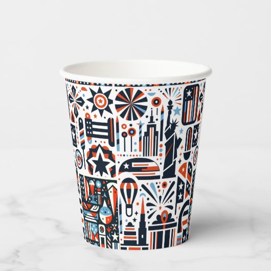 4. Juli Generatives Muster Pappbecher (Rückseite)