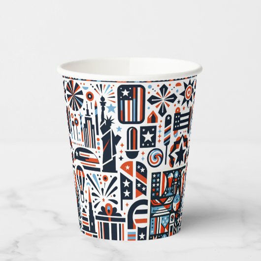 4. Juli Generatives Muster Pappbecher (Links)