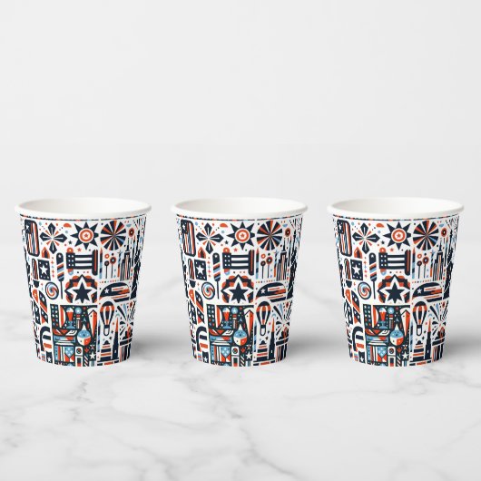 4. Juli Generatives Muster Pappbecher (Multi)