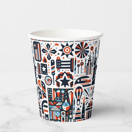 4. Juli Generatives Muster Pappbecher (Vorderseite)