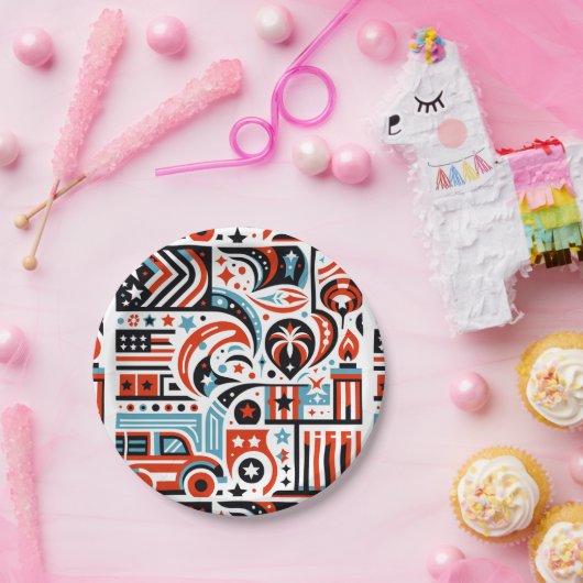 4. Juli Generatives Muster Pappteller (Party)