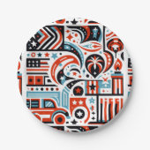 4. Juli Generatives Muster Pappteller (Vorderseite)