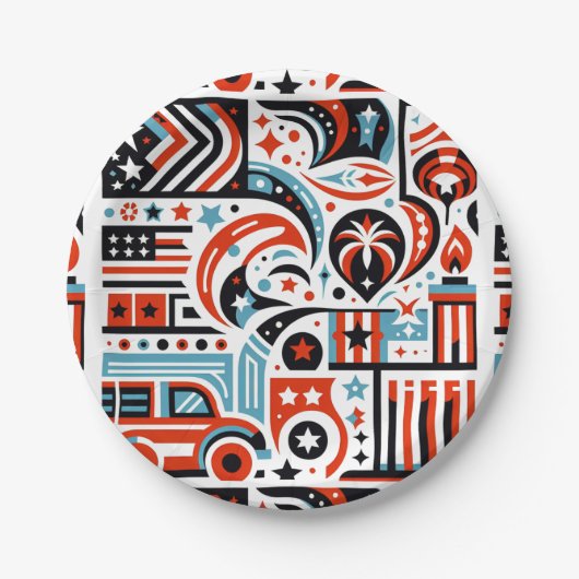 4. Juli Generatives Muster Pappteller (Vorderseite)