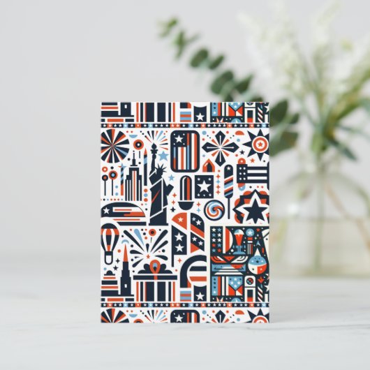 4. Juli Generatives Muster Postkarte (Stehend Vorderseite)