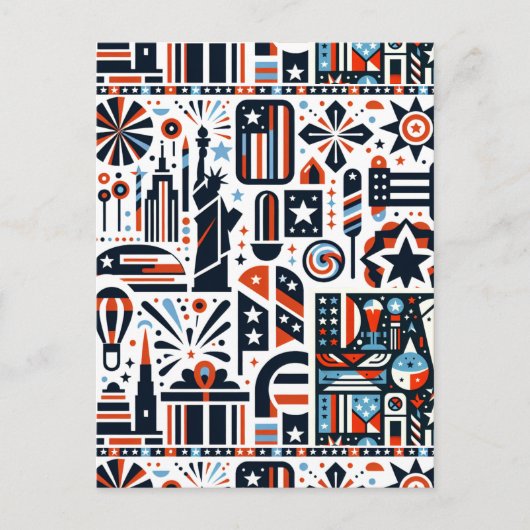 4. Juli Generatives Muster Postkarte (Vorderseite)