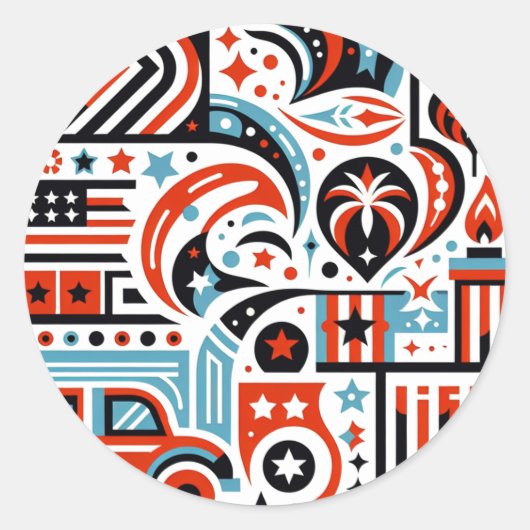 4. Juli Generatives Muster Runder Aufkleber (Vorderseite)