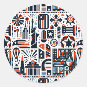 4. Juli Generatives Muster Runder Aufkleber (Vorderseite)