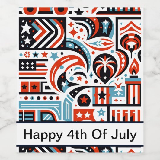 4. Juli Generatives Muster Weinetikett (Einzelnes Label)