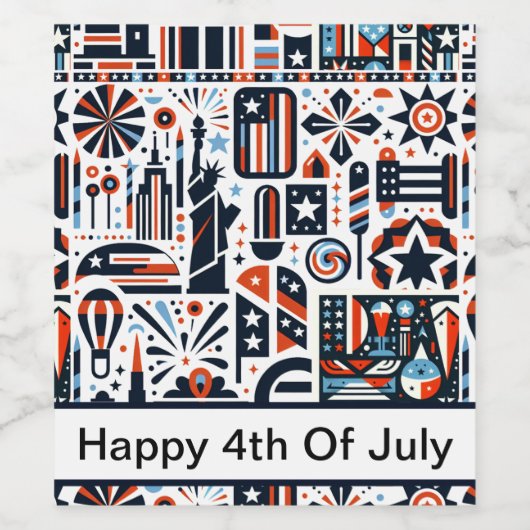 4. Juli Generatives Muster Weinetikett (Einzelnes Label)